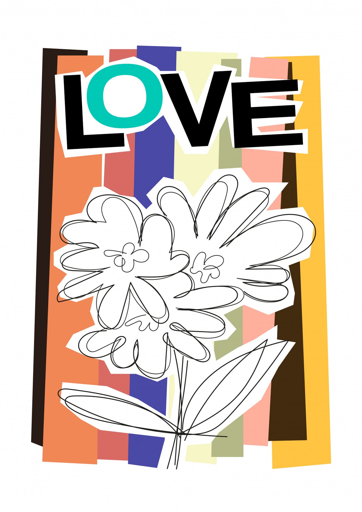 Scribble Flower Faded Poster och Canvastavla