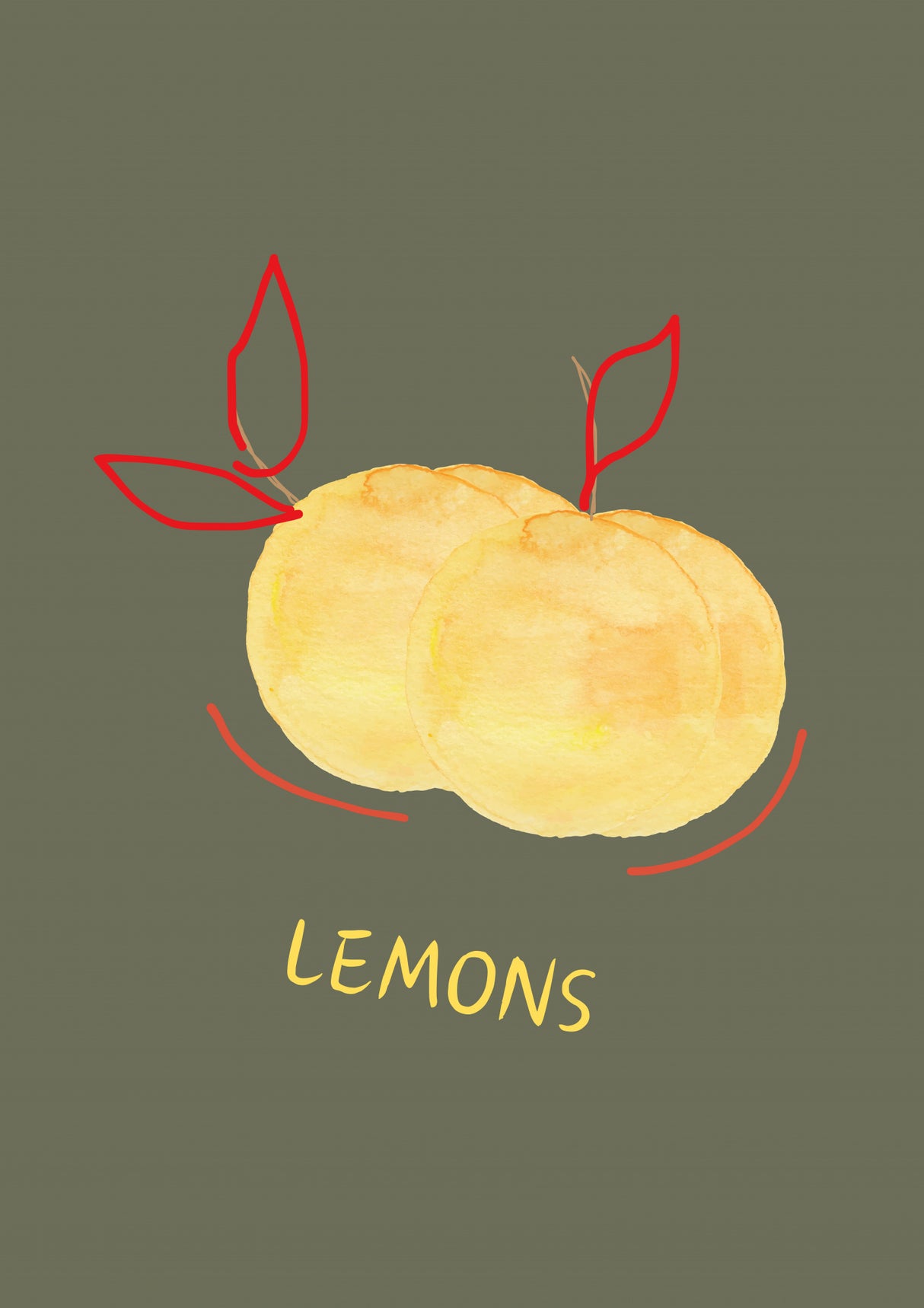 Lemons in Green Poster och Canvastavla