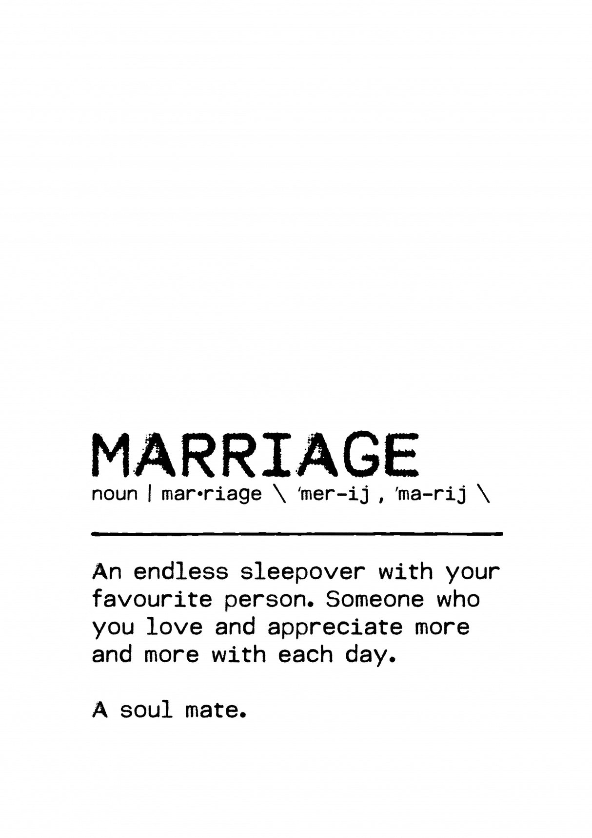 Quote Marraige Soul Mate Poster och Canvastavla