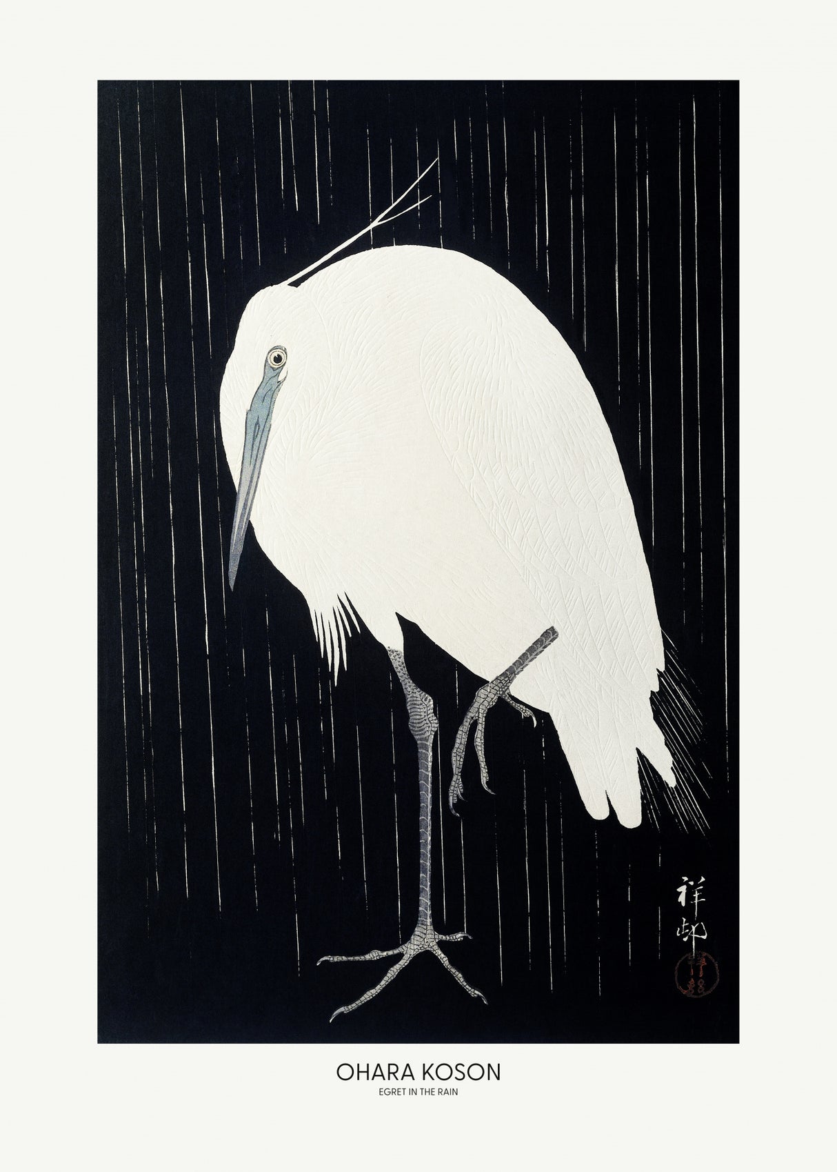 Egret In The Rain Poster och Canvastavla