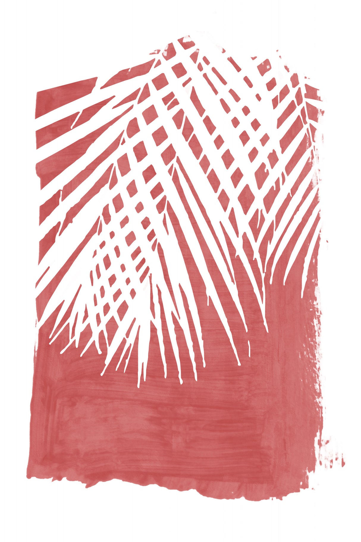 Red Palm Leaves Silhouette Poster och Canvastavla