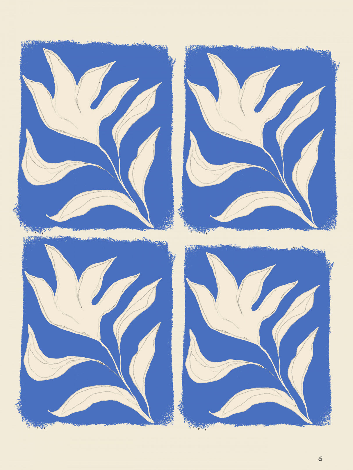 Dove Blue Floral Poster och Canvastavla