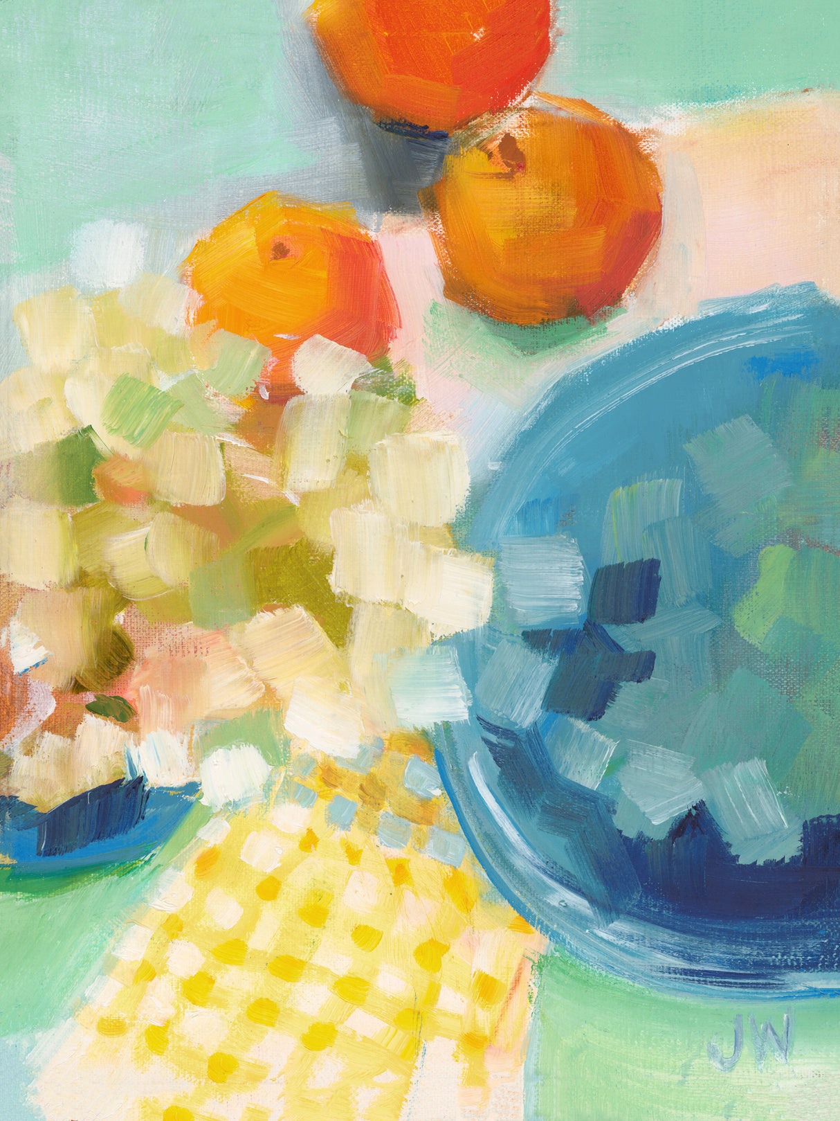 Oranges and Hydrangea Poster och Canvastavla
