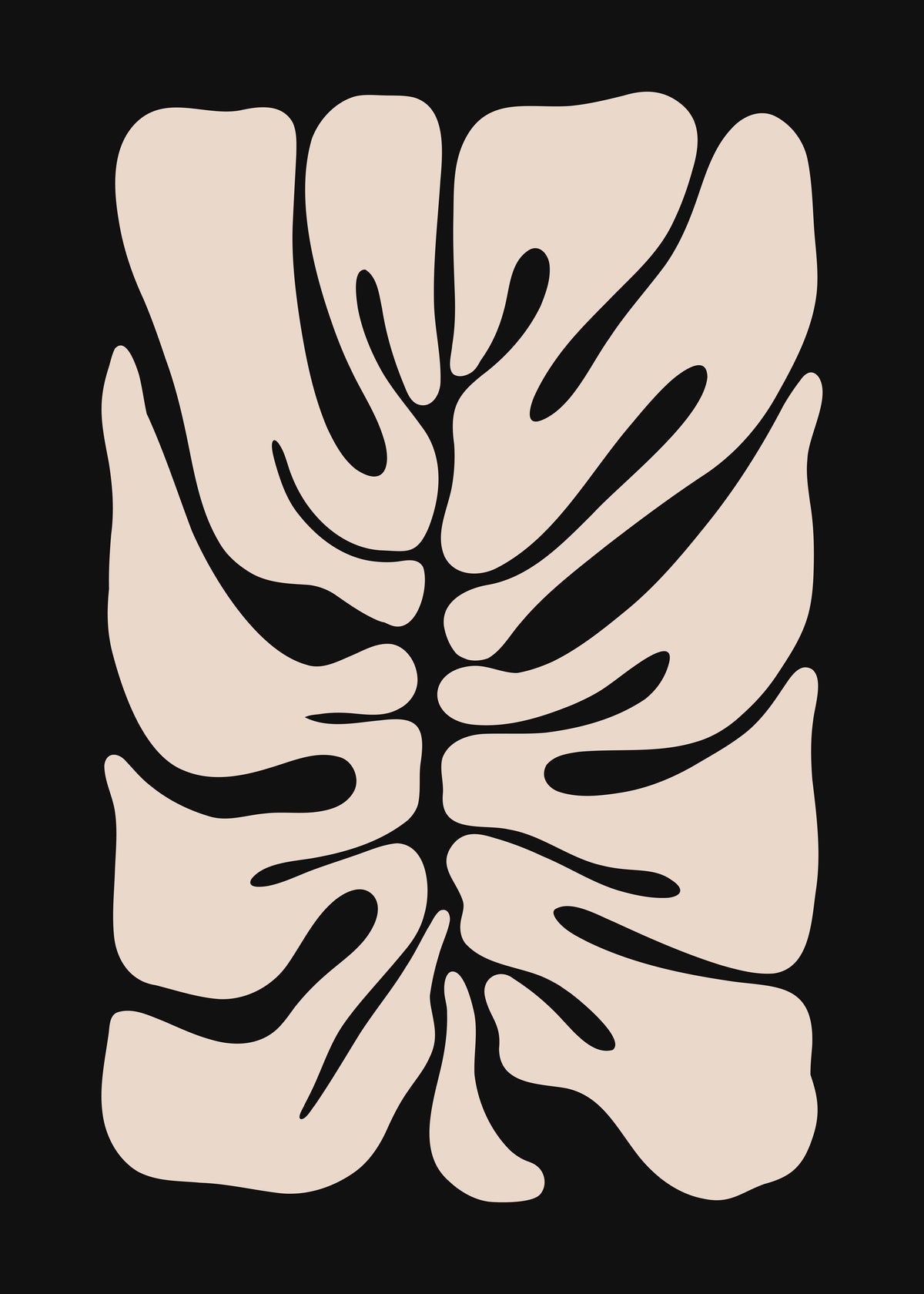 Black and Cream Leaf I