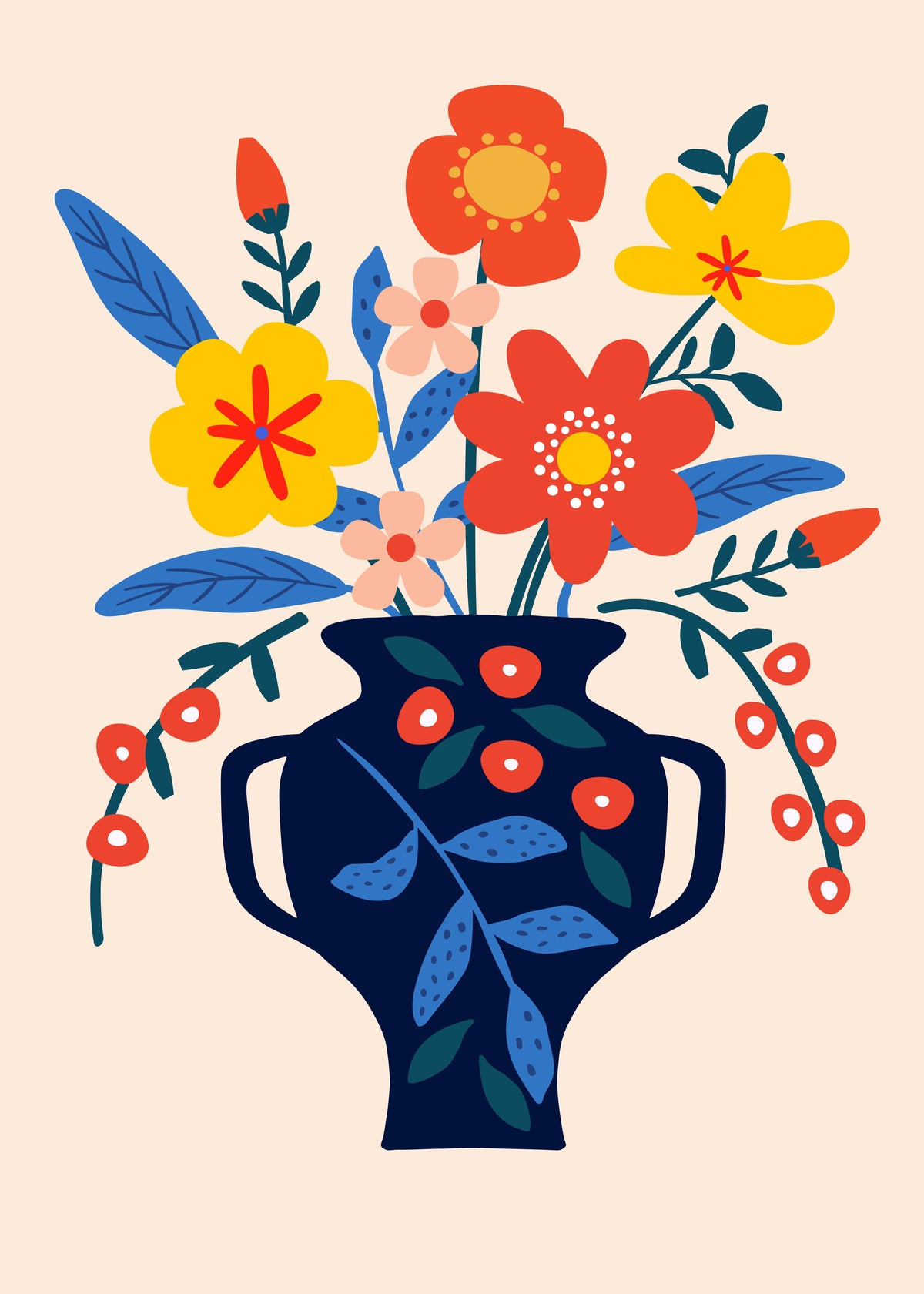 Blue Floral Vase