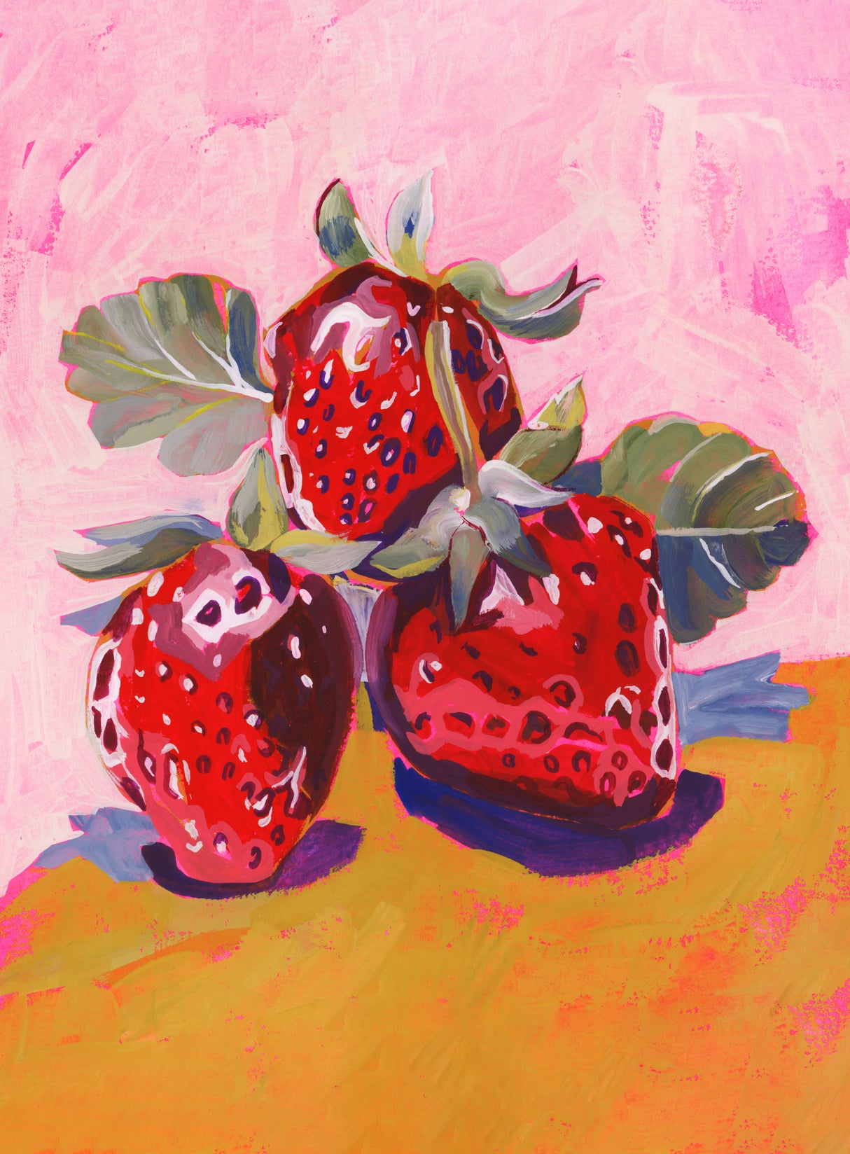Fresh Paintainly Strawberries Poster och Canvastavla