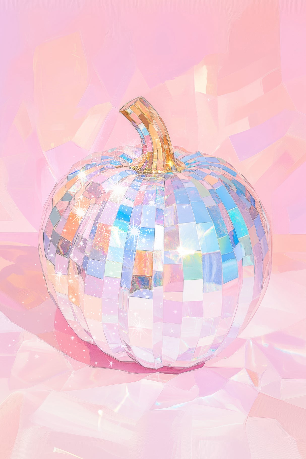 Iridescent Disco Ball Pumpkin Poster och Canvastavla