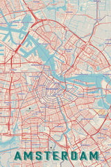 Retro Map   Amsterdam Poster och Canvastavla