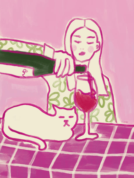 Cats and Wine Table Rosa