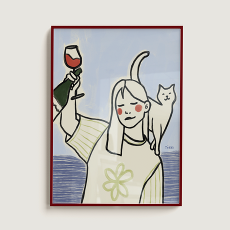 Cats and Wine Blå