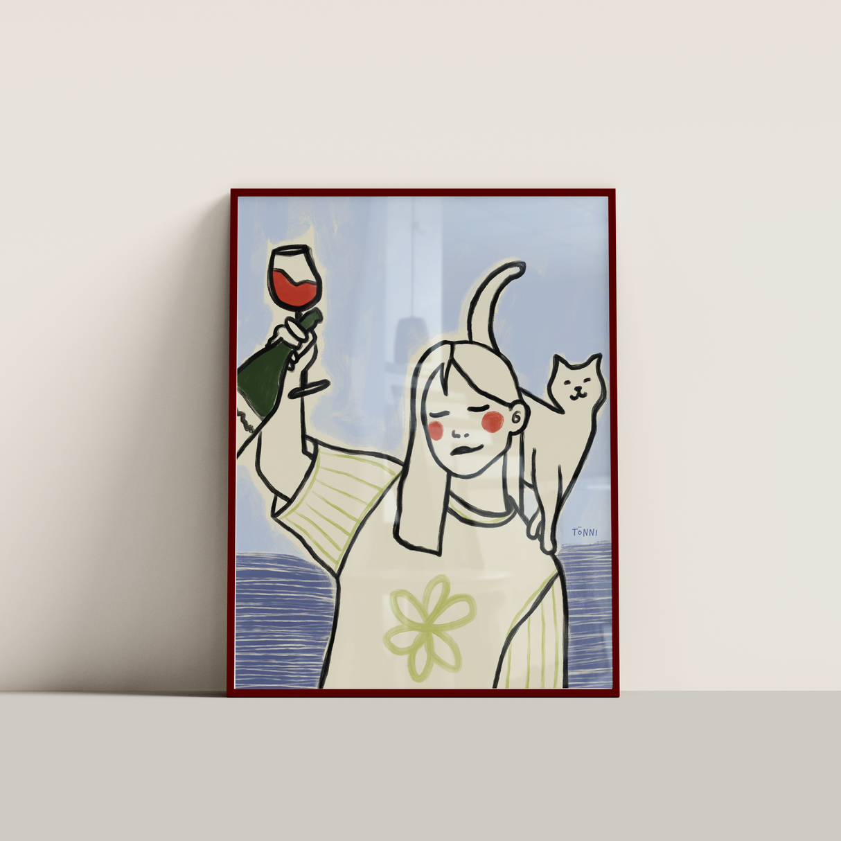 Cats and Wine Blå