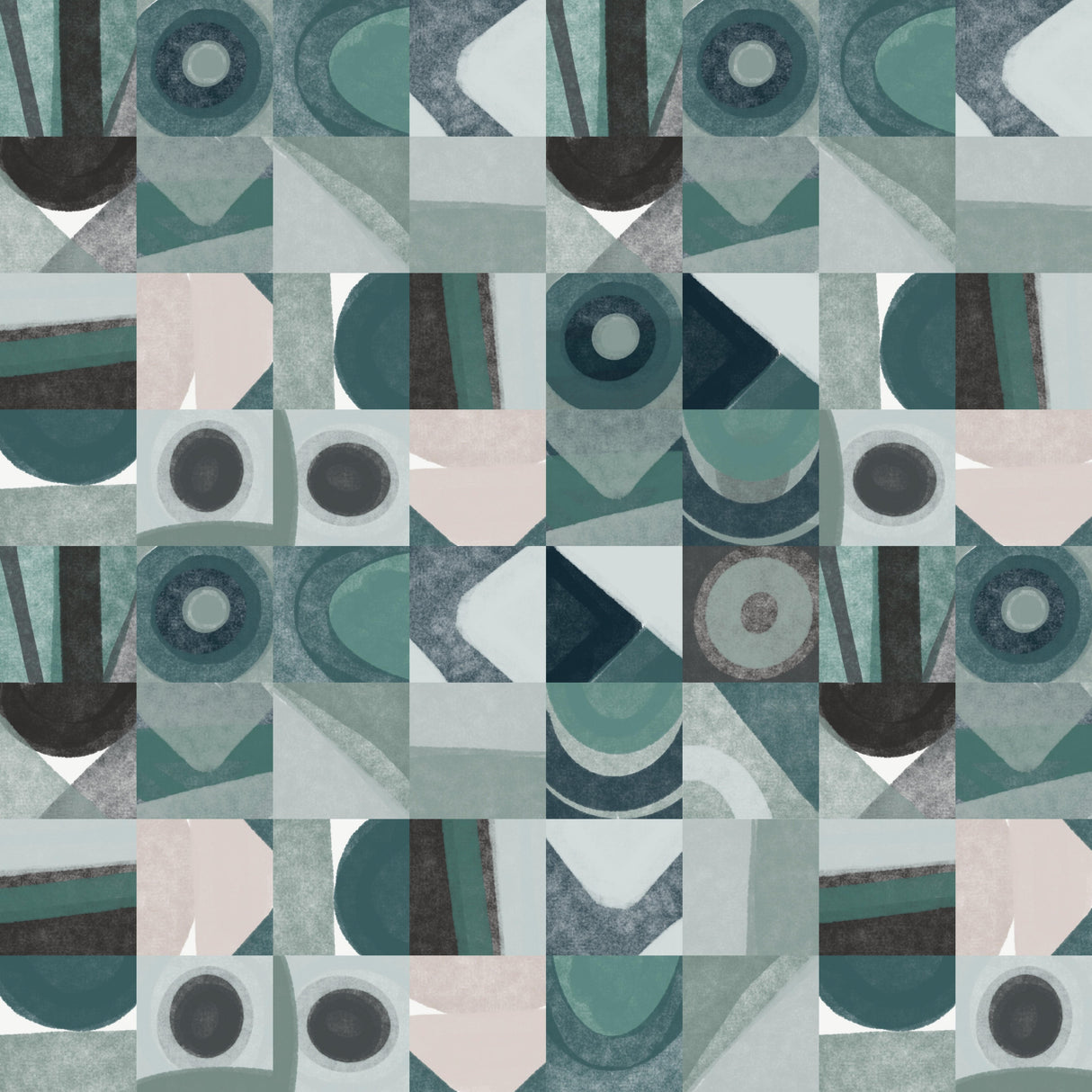 Mid Century Grid Pattern Four Poster och Canvastavla