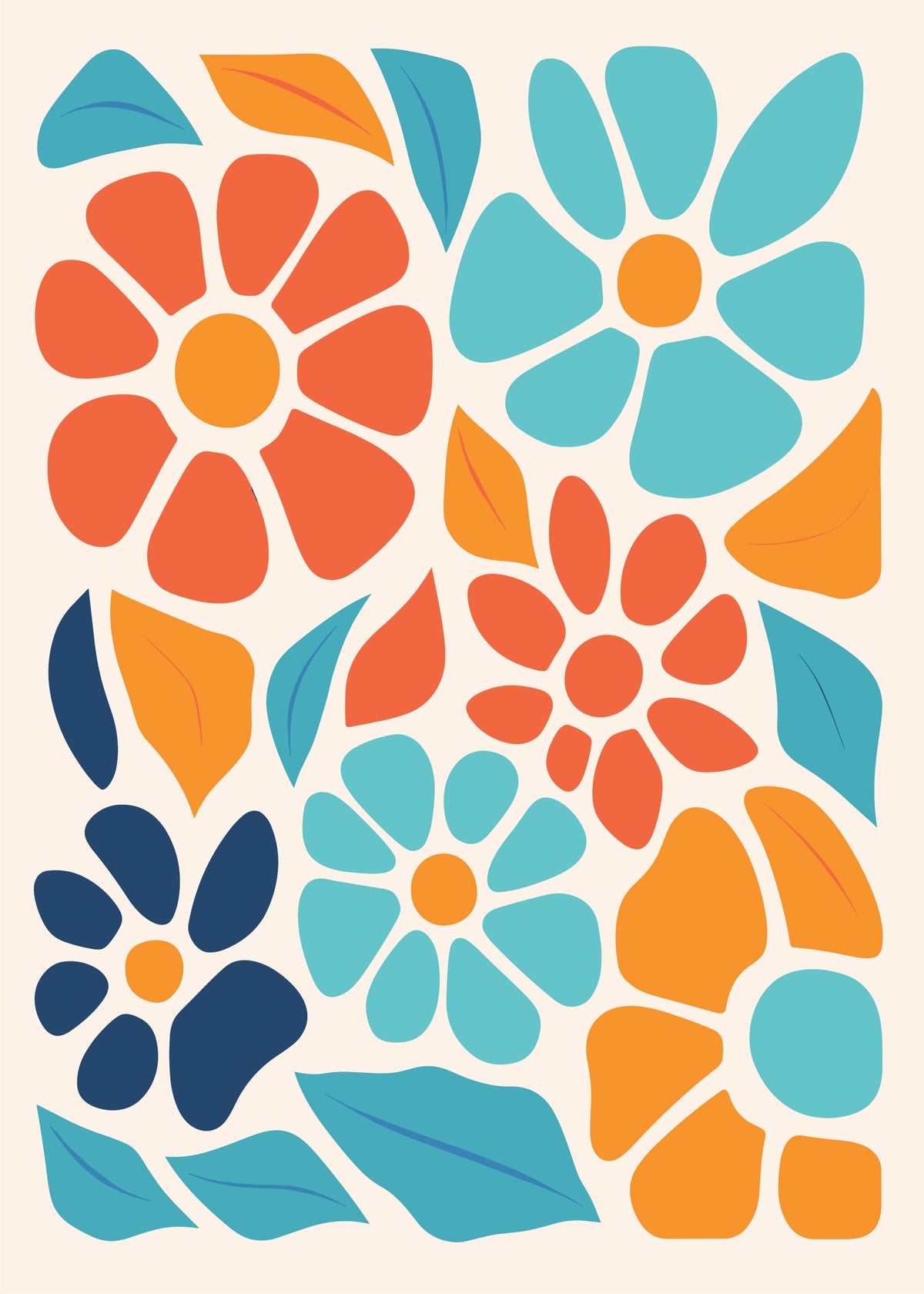 Coral and Turquoise Flowers