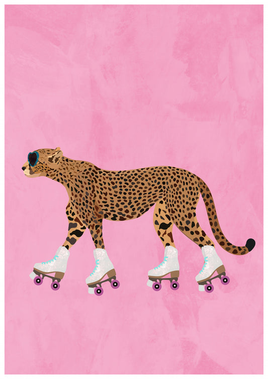 Cheetah rollerskating Poster och Canvastavla