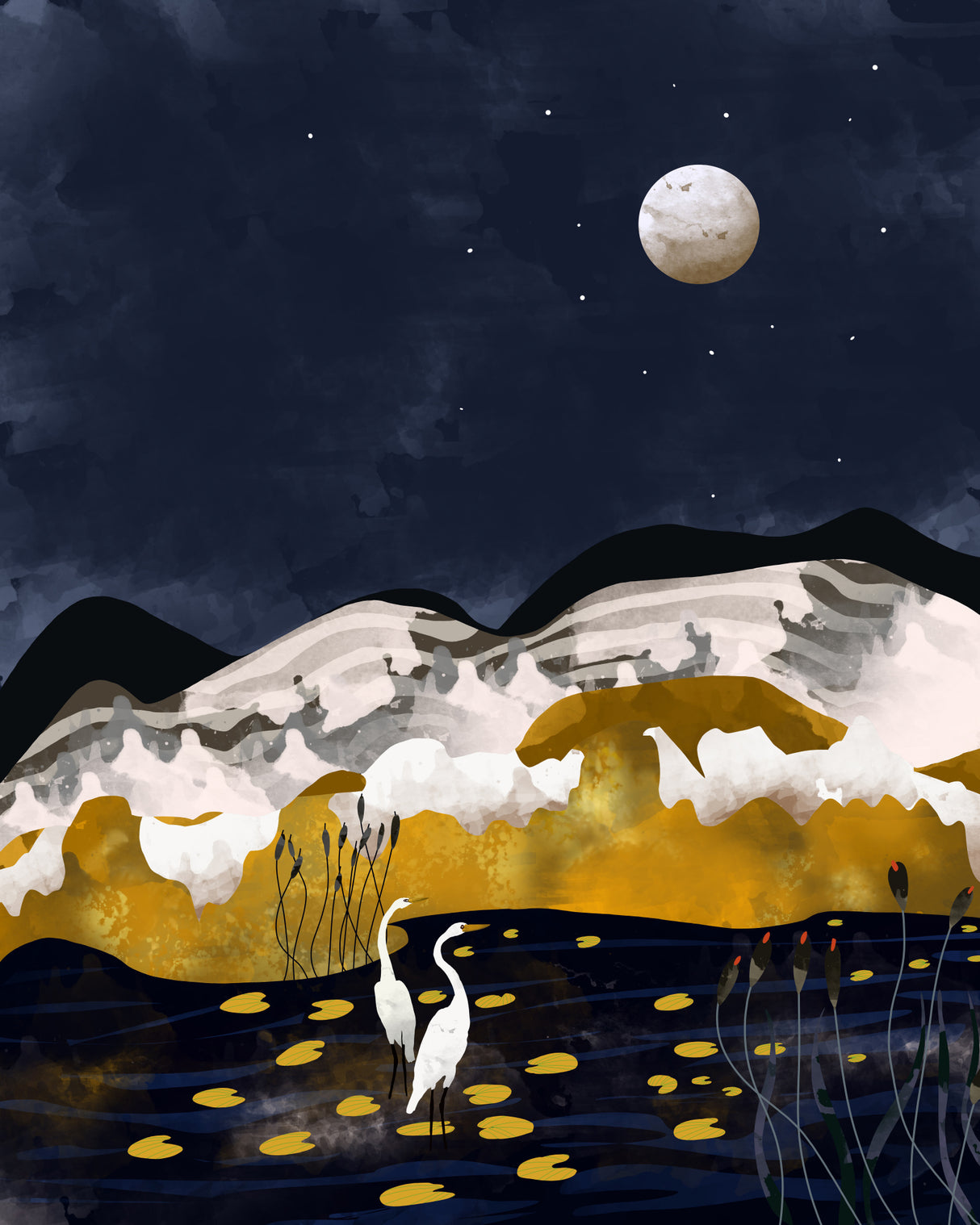 Midnight Lake Poster och Canvastavla