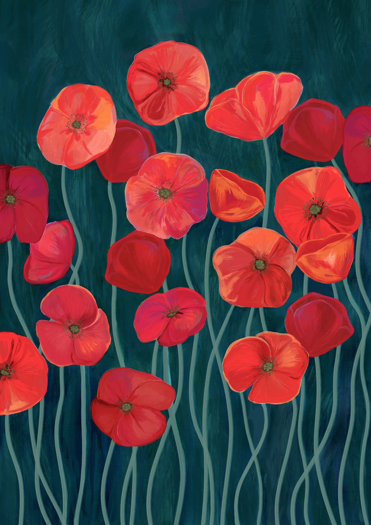 Red poppies Poster och Canvastavla