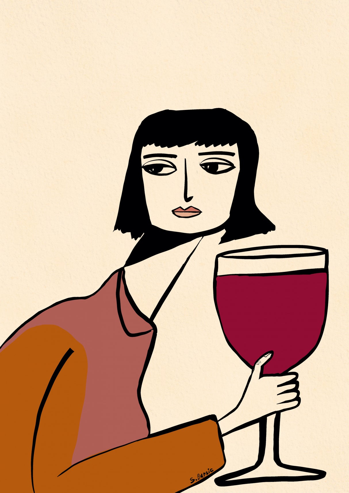 Ladying drinking wine Poster och Canvastavla