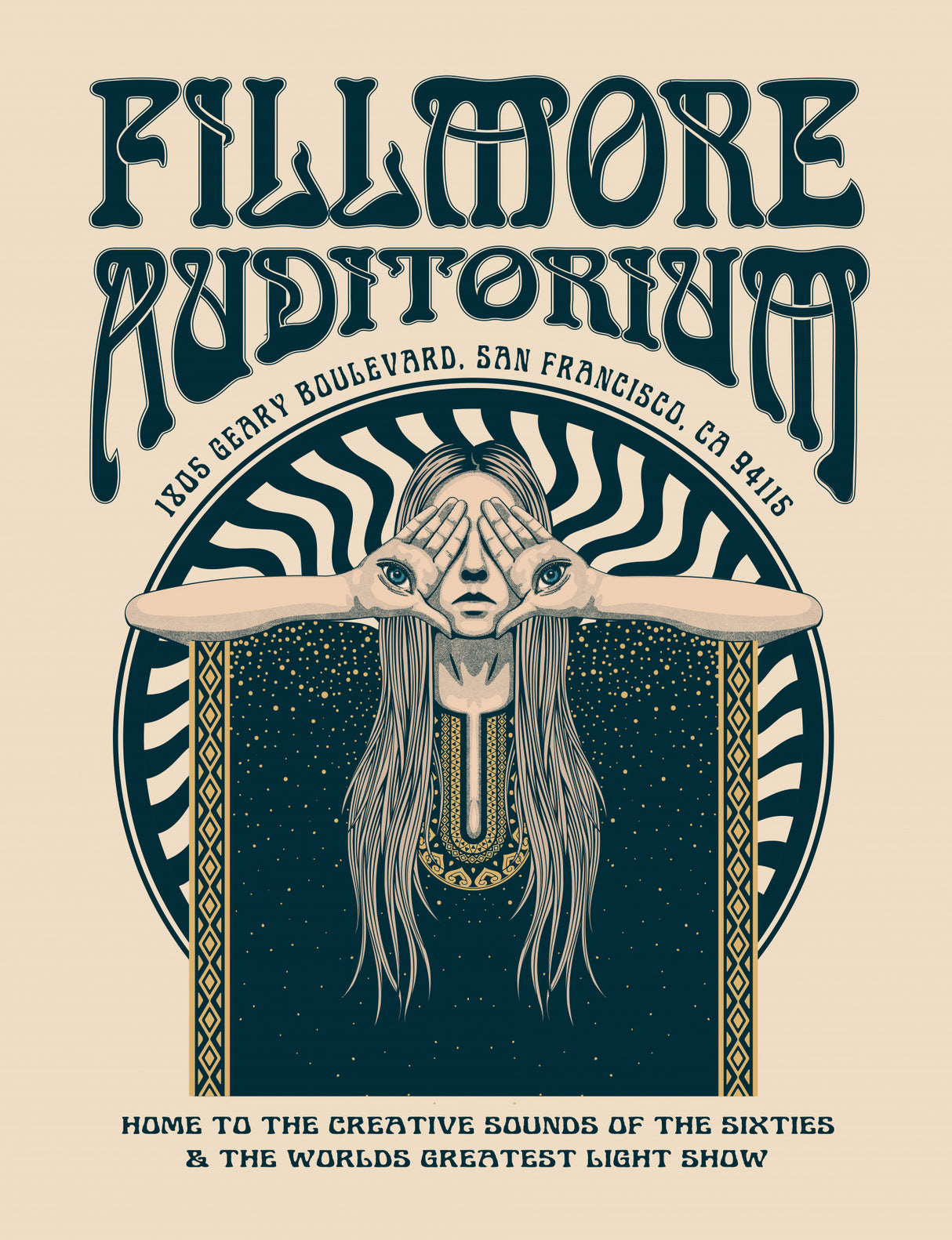 Fillmore Auditorium Psychedelic Poster och Canvastavla