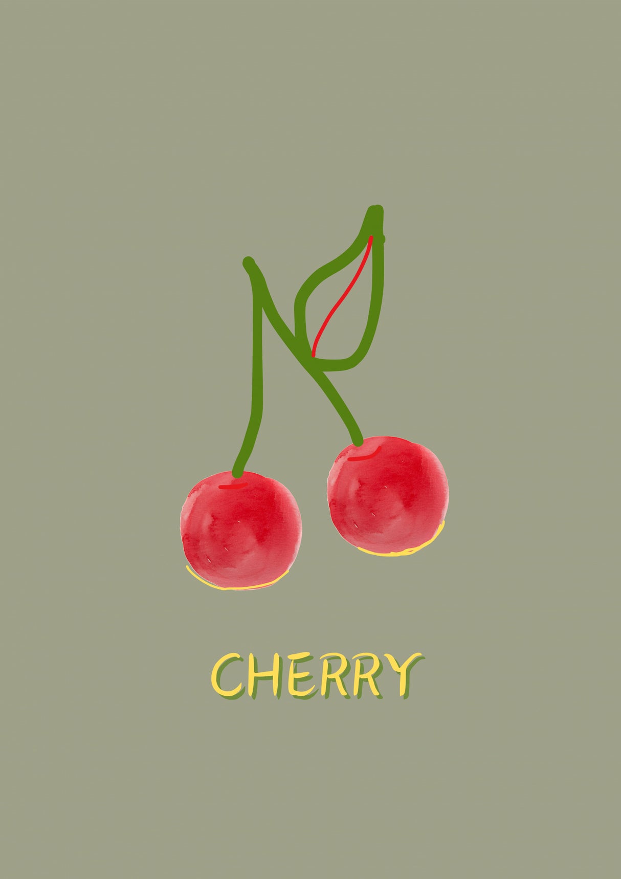 Cherry in Green Poster och Canvastavla