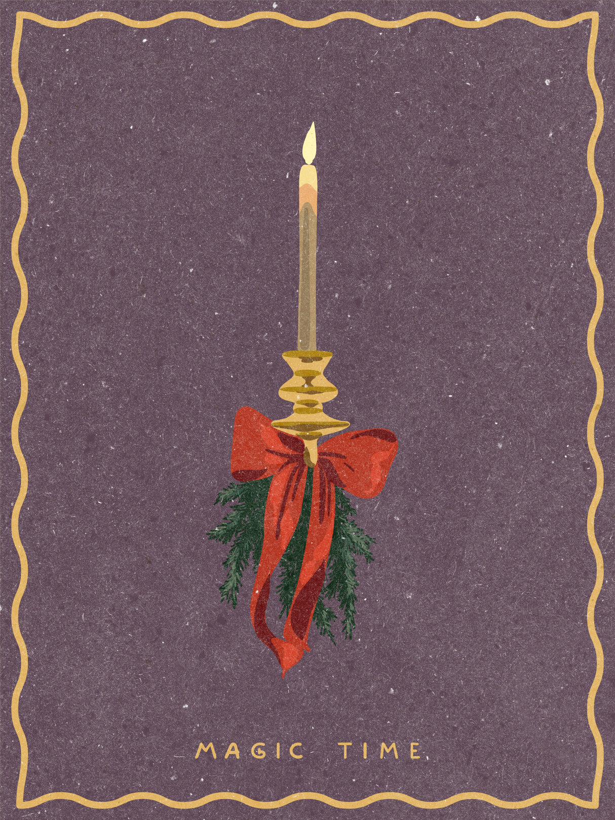 Candle with bow and spruce sprigs Poster och Canvastavla