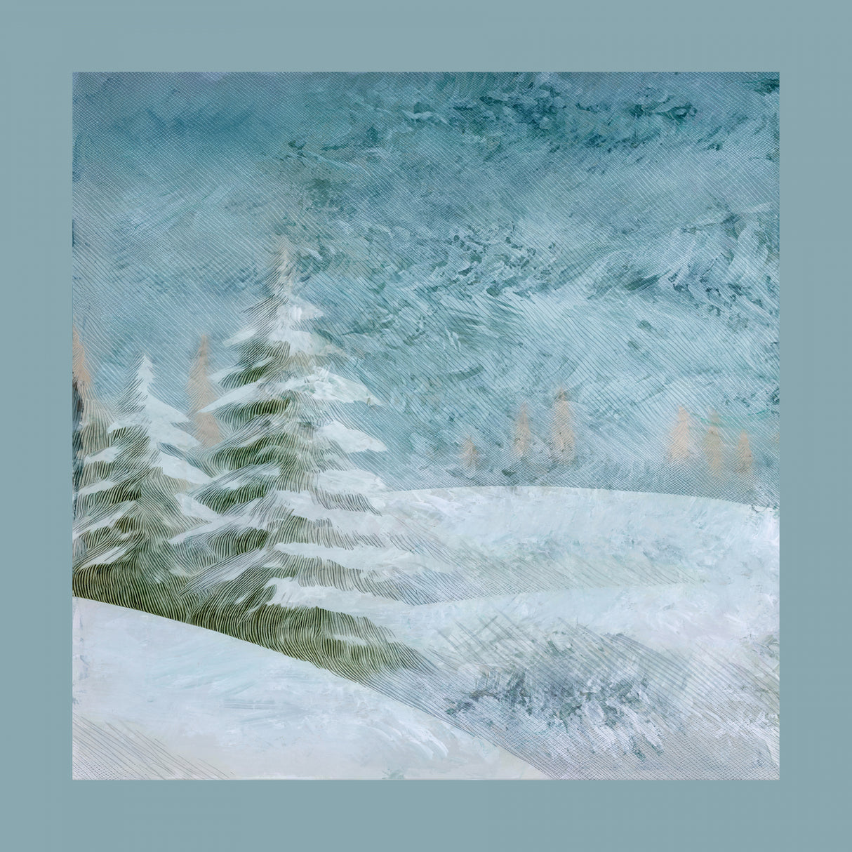 Winter Scene: Christmas Tree Vintage Style 5 Poster och Canvastavla