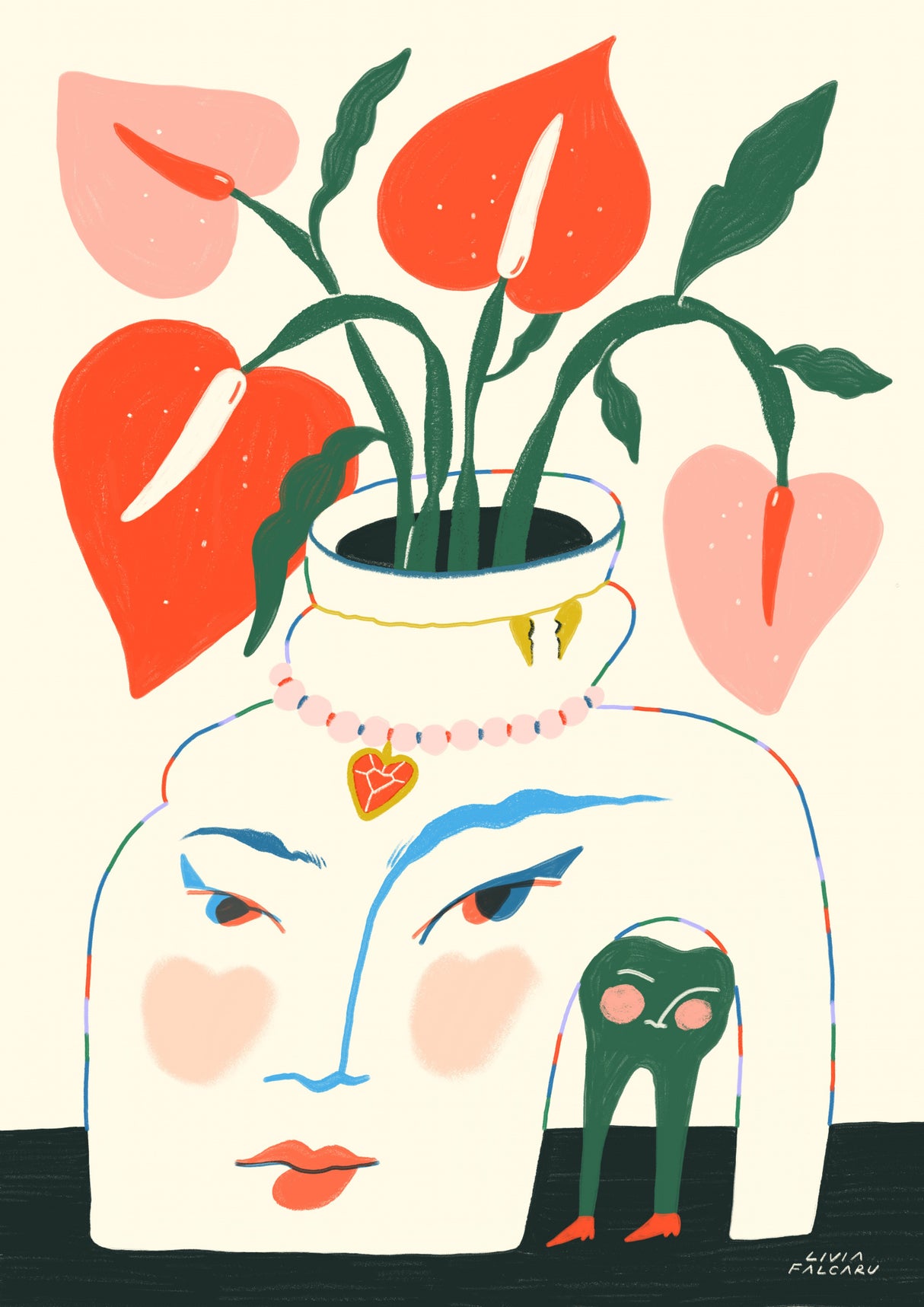 Vase With Face #4 Poster och Canvastavla