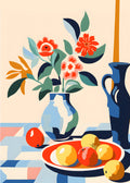 Flowers and Blue Cat
