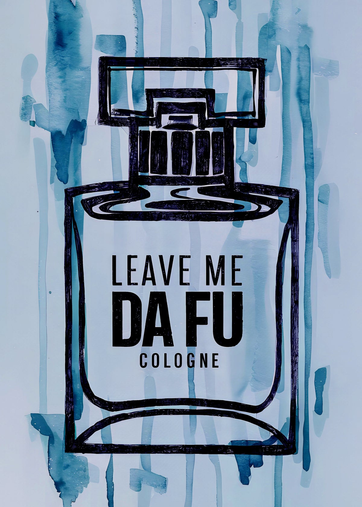 Funny Blue Cologne Bottle Poster