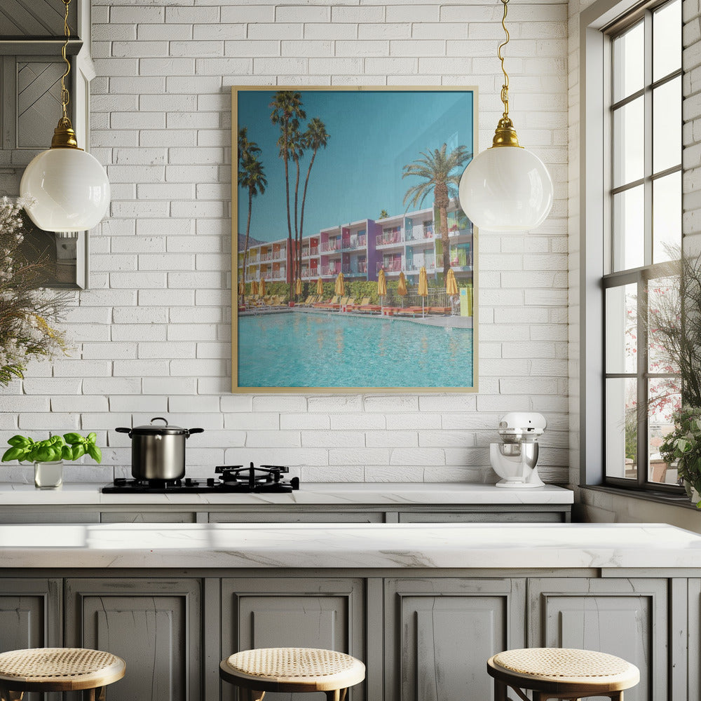 Saguaro Hotel Poolside in Palm Springs Poster och Canvastavla