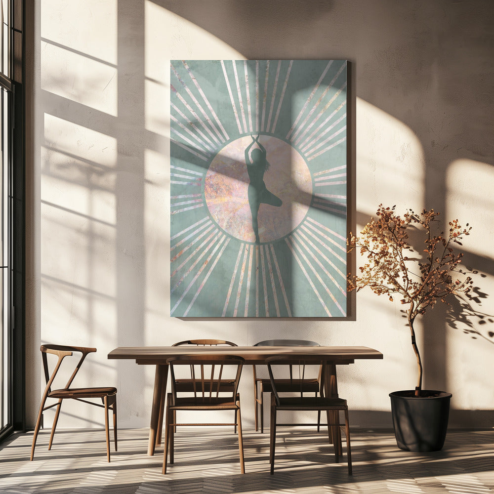 Yoga Boho Sun Green 1 Poster och Canvastavla