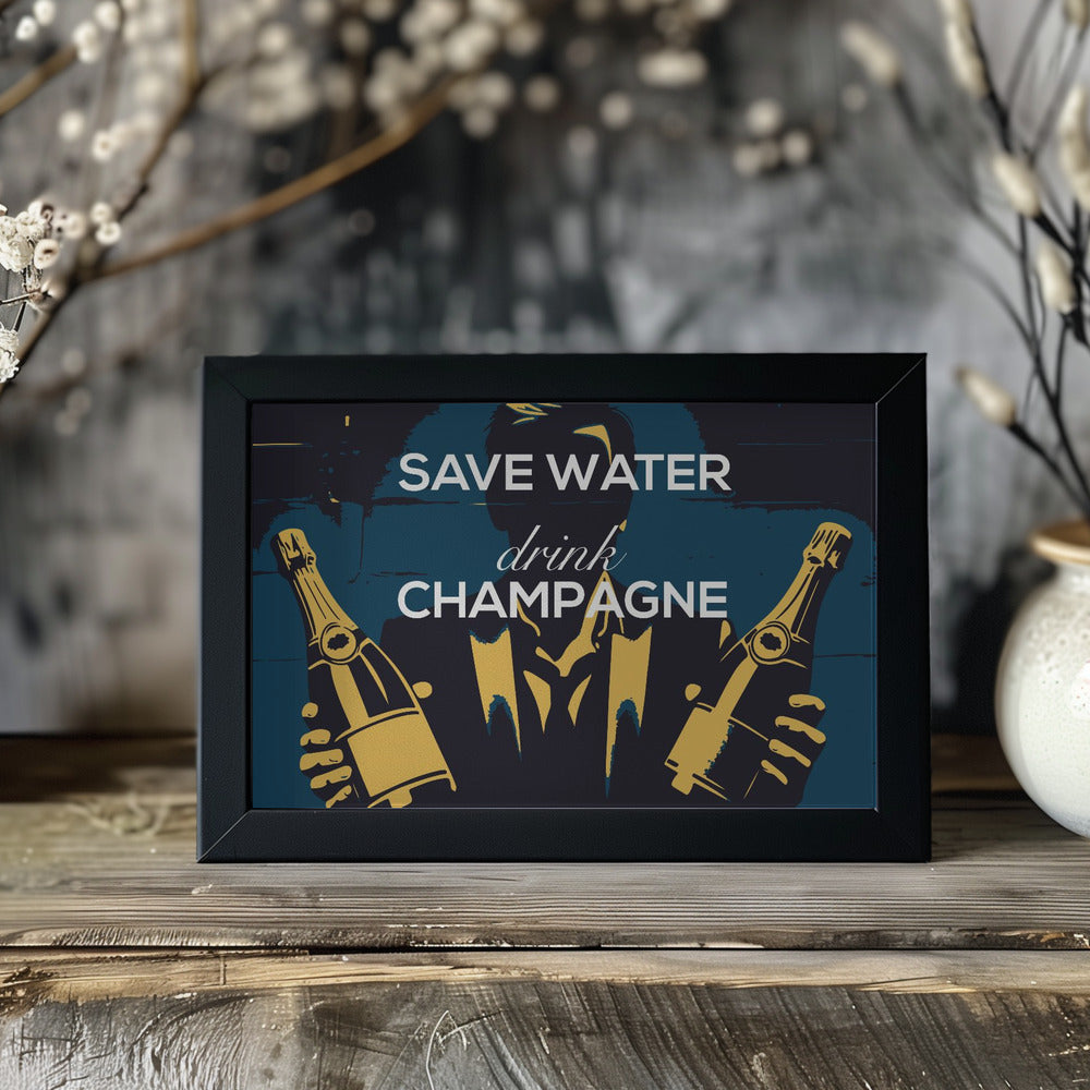 Save water - Drink champagne Poster och Canvastavla