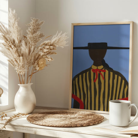 Bold Hat Woman and Stripes New Mexico Style Poster och Canvastavla