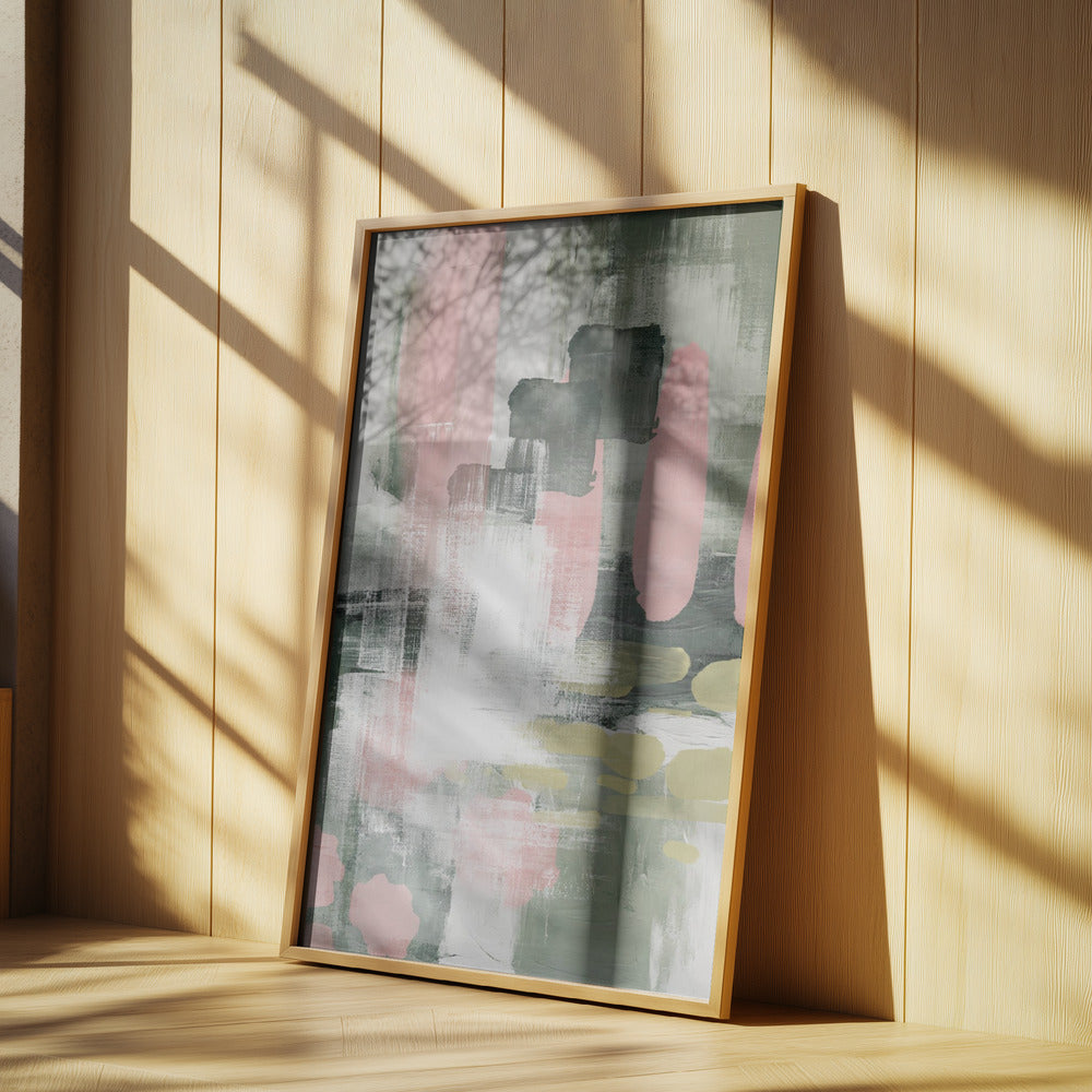 Pink On Green 1 Poster och Canvastavla