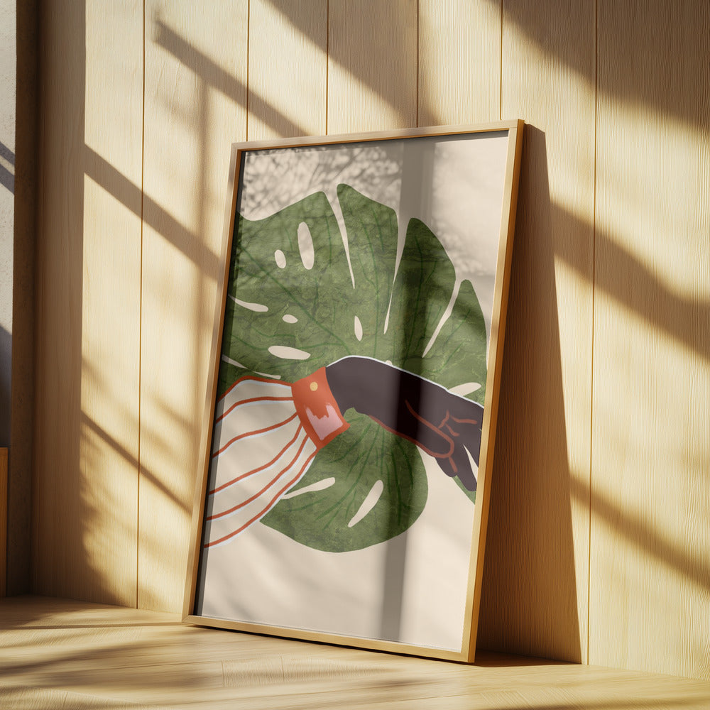 Green Canvas, Red Accent Poster och Canvastavla