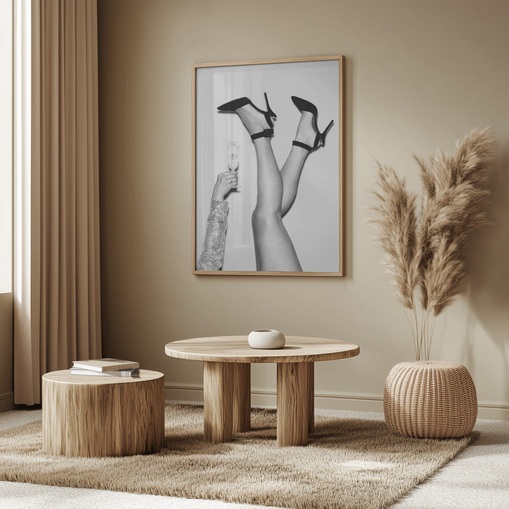 Champagne legs Black and White Poster och Canvastavla