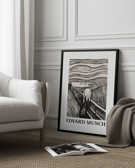 Skriet- The Scream - Monochrome Version Poster och Canvastavla