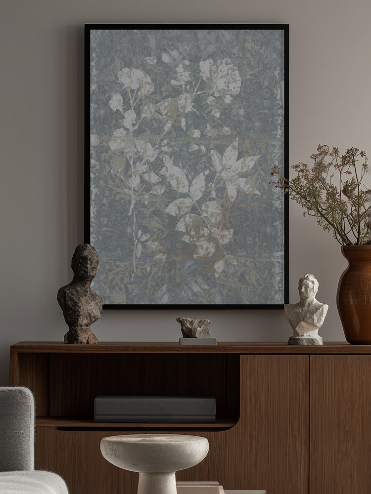 Botanical White Textured Floral 2 Poster och Canvastavla