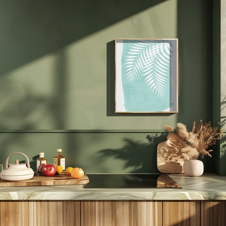 Teal Palm Leaves Foliage Silhouette Poster och Canvastavla