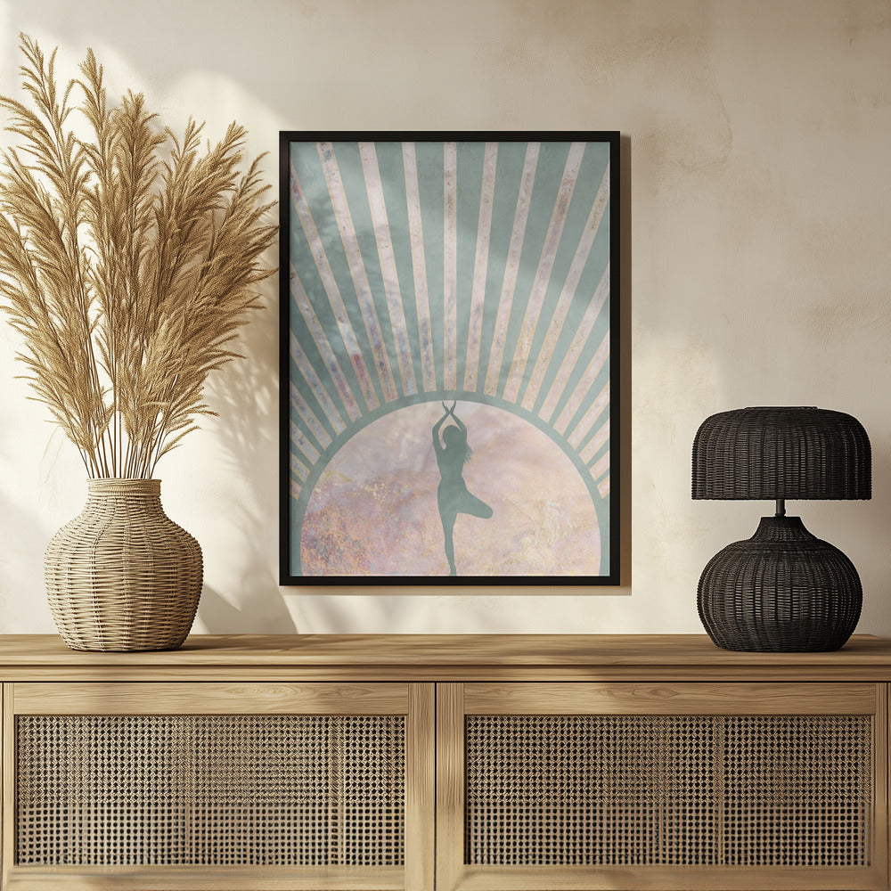 Yoga Boho Sun Rise Green 1 Poster och Canvastavla