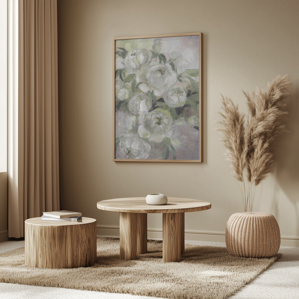 Sady painterly florals in green Poster och Canvastavla
