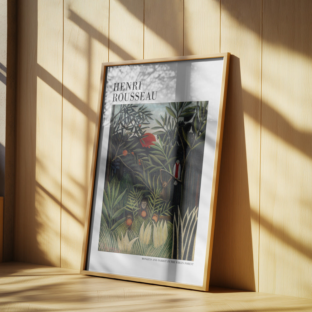 Monkeys And Parrot In The Virgin Forest Poster och Canvastavla