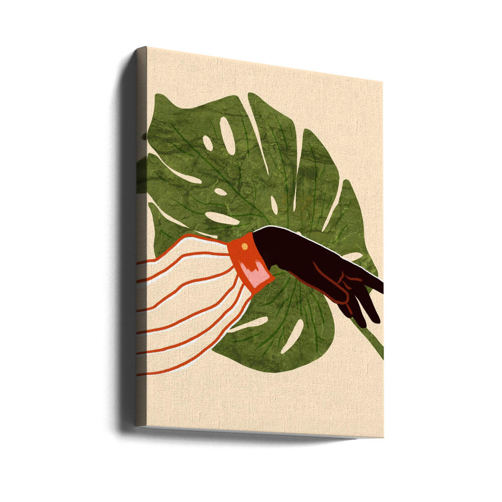 Green Canvas, Red Accent Poster och Canvastavla