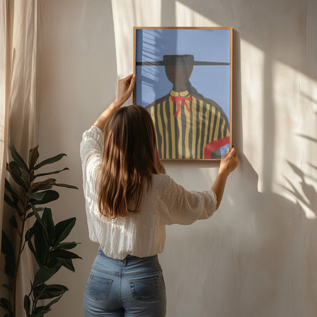 Bold Hat Woman and Stripes New Mexico Style Poster och Canvastavla