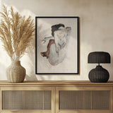 Crouching Nude In Shoes and Black Stockings 1912 Poster och Canvastavla