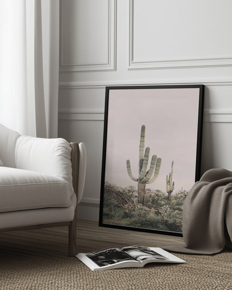 Pink Saguaro Poster och Canvastavla