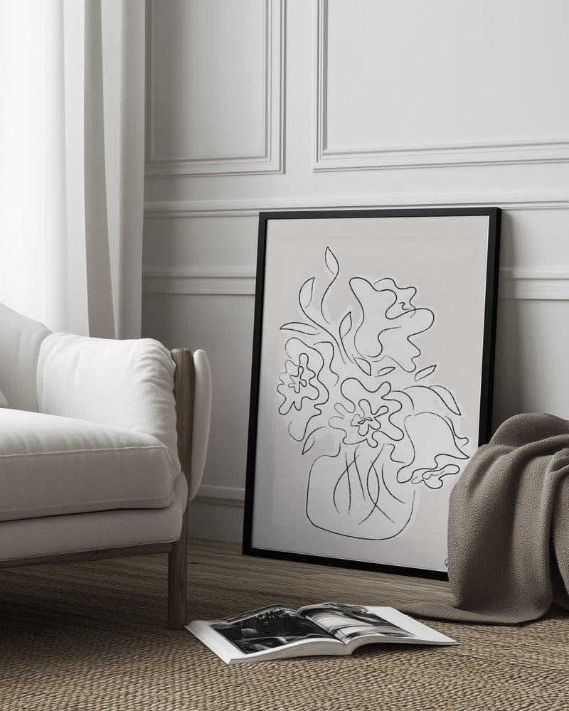 Flower Bouquet Grey Poster och Canvastavla