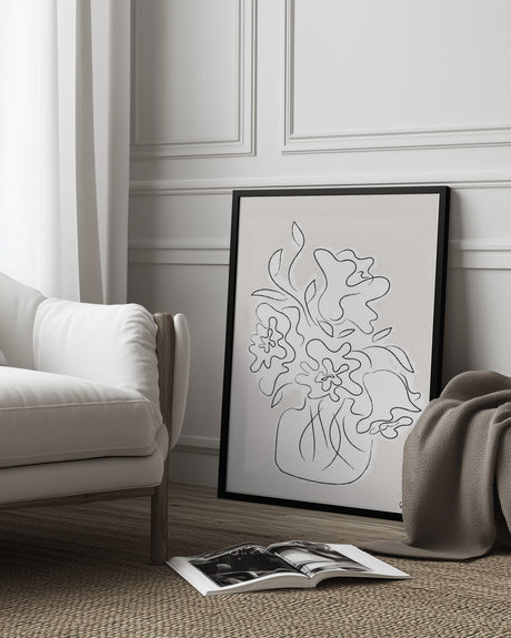 Flower Bouquet Grey Poster och Canvastavla