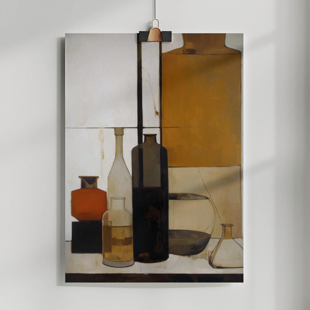 Brown Bottles Poster och Canvastavla