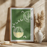Woodblock Print Green Poster och Canvastavla