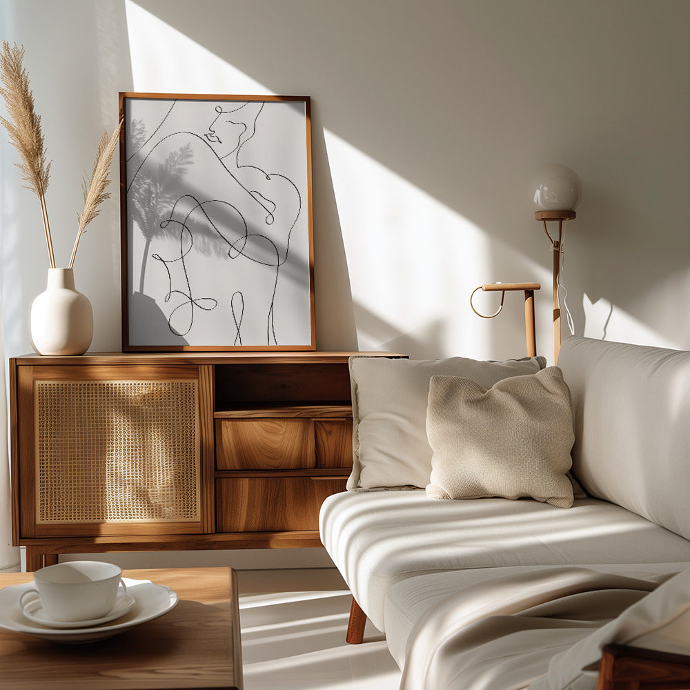Woman Lines Black Poster och Canvastavla